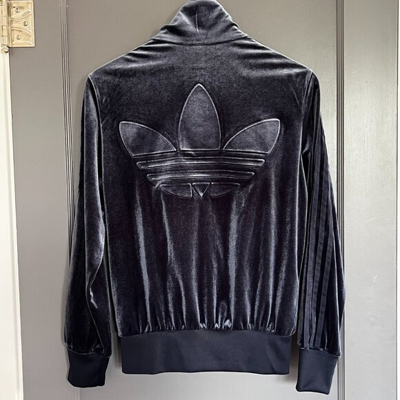 Adidas Originals Firebird Track Jacket Wms M Luxe Velvet Velour Ink Blue Trefoil - Picture 3 of 17